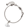 Silver Plated Mini Two Sided White Heart - Silver Plated Twist Rope Bead Charm Dangle with Mini Year 2025 on a large hole bead bracelet Jewelry Ideas and Examples