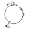 Silver Plated Mini Two Sided Maroon Heart - Silver Plated Twist Rope Bead Charm Dangle with Mini Year 2025 on a large hole bead bracelet Jewelry Ideas and Examples