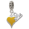 Silver Plated Small Long Yellow Heart - Silver Plated Twist Rope Bead Charm Dangle with Mini Year 2025: Year to Remember Jewelry Gift - Celebrations