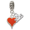 Silver Plated Small Long Orange Heart - Silver Plated Twist Rope Bead Charm Dangle with Mini Year 2025: Year to Remember Jewelry Gift - Celebrations