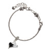 Silver Plated Small Long Black Heart - Silver Plated Twist Rope Bead Charm Dangle with Mini Year 2025 on a large hole bead bracelet Jewelry Ideas and Examples