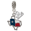 Silver Plated Texas Outline with Flag - Silver Plated Twist Rope Bead Charm Dangle with Mini Year 2025: Year to Remember Jewelry Gift - Celebrations