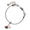 Silver Plated Mini Enamel Watermelon Slice - Silver Plated Twist Rope Bead Charm Dangle with Mini Year 2025 on a large hole bead bracelet Jewelry Ideas and Examples