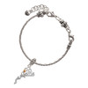 Silver Plated Basketball Player Girl - Silver Plated Twist Rope Bead Charm Dangle with Mini Year 2025 on a large hole bead bracelet Jewelry Ideas and Examples