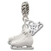 Silver Plated White Ice Skates - Silver Plated Twist Rope Bead Charm Dangle with Mini Year 2025: Year to Remember Jewelry Gift - Celebrations