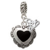 Silver Plated Black Concho Heart - Silver Plated Twist Rope Bead Charm Dangle with Mini Year 2025: Year to Remember Jewelry Gift - Celebrations