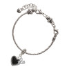 Silver Plated Black Heart with Beaded Border - Silver Plated Twist Rope Bead Charm Dangle with Mini Year 2025 on a large hole bead bracelet Jewelry Ideas and Examples