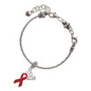 Silver Plated Red Ribbon - Silver Plated Twist Rope Bead Charm Dangle with Mini Year 2025 on a large hole bead bracelet Jewelry Ideas and Examples