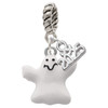 Silver Plated White Ghost - Silver Plated Twist Rope Bead Charm Dangle with Mini Year 2025: Year to Remember Jewelry Gift - Celebrations