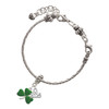 Silver Plated Green Three Leaf Clover - Shamrock - Silver Plated Twist Rope Bead Charm Dangle with Mini Year 2025 on a large hole bead bracelet Jewelry Ideas and Examples