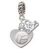 Silver Plated Volleyball in Heart - Silver Plated Twist Rope Bead Charm Dangle with Mini Year 2025: Year to Remember Jewelry Gift - Celebrations