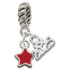Silver Plated Mini 2-D Red Star - Silver Plated Twist Rope Bead Charm Dangle with Mini Year 2025: Year to Remember Jewelry Gift - Celebrations