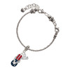 Silver Plated USA Patriotic Flip Flop with White Star - Silver Plated Twist Rope Bead Charm Dangle with Mini Year 2025 on a large hole bead bracelet Jewelry Ideas and Examples