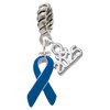 Silver Plated Blue Ribbon - Silver Plated Twist Rope Bead Charm Dangle with Mini Year 2025: Year to Remember Jewelry Gift - Celebrations