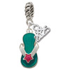 Silver Plated Tropical Blue Flip Flop with Pink Star - Silver Plated Twist Rope Bead Charm Dangle with Mini Year 2025: Year to Remember Jewelry Gift - Celebrations