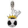 Silver Plated Soccer ball - Crown - Silver Plated Twist Rope Bead Charm Dangle with Mini Year 2025: Year to Remember Jewelry Gift - Celebrations