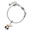 Silver Plated Soccer ball - Crown - Silver Plated Twist Rope Bead Charm Dangle with Mini Year 2025 on a large hole bead bracelet Jewelry Ideas and Examples