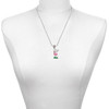 Silver Plated Hot Pink Enamel Flamingo with Grass - Silver Plated Twist Rope Bead Charm Dangle with Mini Year 2025 as a necklace pendant