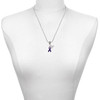Silver Plated Purple Ribbon - Silver Plated Twist Rope Bead Charm Dangle with Mini Year 2025 as a necklace pendant