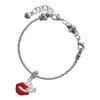 Silver Plated Red Lips - Silver Plated Twist Rope Bead Charm Dangle with Mini Year 2025 on a large hole bead bracelet Jewelry Ideas and Examples