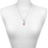 Silver Plated Pink Ribbon with Stitching - Silver Plated Twist Rope Bead Charm Dangle with Mini Year 2025 as a necklace pendant