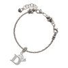 Silver Plated Large Initial - D - Silver Plated Twist Rope Bead Charm Dangle with Mini Year 2025 on a large hole bead bracelet Jewelry Ideas and Examples