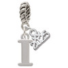 Silver Plated Large Initial - I - Silver Plated Twist Rope Bead Charm Dangle with Mini Year 2025: Year to Remember Jewelry Gift - Celebrations