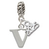 Silver Plated Large Initial - V - Silver Plated Twist Rope Bead Charm Dangle with Mini Year 2025: Year to Remember Jewelry Gift - Celebrations