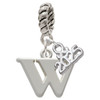 Silver Plated Large Initial - W - Silver Plated Twist Rope Bead Charm Dangle with Mini Year 2025: Year to Remember Jewelry Gift - Celebrations
