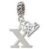 Silver Plated Large Initial - X - Silver Plated Twist Rope Bead Charm Dangle with Mini Year 2025: Year to Remember Jewelry Gift - Celebrations