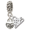 Silver Plated Mini Scroll Heart - Silver Plated Twist Rope Bead Charm Dangle with Mini Year 2025: Year to Remember Jewelry Gift - Celebrations