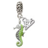 Silver Plated Lime Green Seahorse - Silver Plated Twist Rope Bead Charm Dangle with Mini Year 2025: Year to Remember Jewelry Gift - Celebrations
