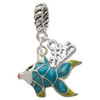 Silver Plated Blue Tropical Fish with Yellow Fins - Silver Plated Twist Rope Bead Charm Dangle with Mini Year 2025: Year to Remember Jewelry Gift - Celebrations