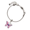 Silver Plated Large Hot Pink & Purple Butterfly - Silver Plated Twist Rope Bead Charm Dangle with Mini Year 2025 on a large hole bead bracelet Jewelry Ideas and Examples