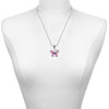 Silver Plated Large Hot Pink & Purple Butterfly - Silver Plated Twist Rope Bead Charm Dangle with Mini Year 2025 as a necklace pendant