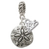 Silver Plated Antiqued Sand Dollar - Silver Plated Twist Rope Bead Charm Dangle with Mini Year 2025: Year to Remember Jewelry Gift - Celebrations