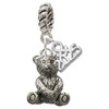 Silver Plated Teddy Bear - Silver Plated Twist Rope Bead Charm Dangle with Mini Year 2025: Year to Remember Jewelry Gift - Celebrations
