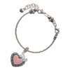 Silver Plated Large Pink Enamel Heart with Swirl Border - Silver Plated Twist Rope Bead Charm Dangle with Mini Year 2025 on a large hole bead bracelet Jewelry Ideas and Examples