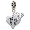 Silver Plated Heart with Baby Feet - Silver Plated Twist Rope Bead Charm Dangle with Mini Year 2025: Year to Remember Jewelry Gift - Celebrations