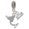 Silver Plated Martini Drink with Olive - Silver Plated Twist Rope Bead Charm Dangle with Mini Year 2025: Year to Remember Jewelry Gift - Celebrations