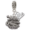 Silver Plated Chinese Dragon - Silver Plated Twist Rope Bead Charm Dangle with Mini Year 2025: Year to Remember Jewelry Gift - Celebrations
