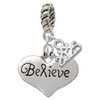 Silver Plated Large Believe with Ribbon Heart - Silver Plated Twist Rope Bead Charm Dangle with Mini Year 2025: Year to Remember Jewelry Gift - Celebrations