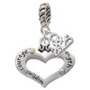 Silver Plated Heart with 3 AB Crystals - Courage Strength Wisdom - Silver Plated Twist Rope Bead Charm Dangle with Mini Year 2025: Year to Remember Jewelry Gift - Celebrations