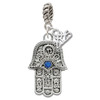 Silver Plated Hamsa Hand with Blue Crystal - Silver Plated Twist Rope Bead Charm Dangle with Mini Year 2025: Year to Remember Jewelry Gift - Celebrations