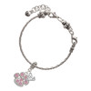 Silver Plated Large Paw with Light Pink Crystals - Silver Plated Twist Rope Bead Charm Dangle with Mini Year 2025 on a large hole bead bracelet Jewelry Ideas and Examples