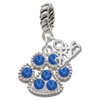 Silver Plated Large Paw with Blue Crystals - Silver Plated Twist Rope Bead Charm Dangle with Mini Year 2025: Year to Remember Jewelry Gift - Celebrations
