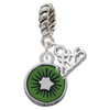 Silver Plated 3-D Green Enamel Kiwi - Silver Plated Twist Rope Bead Charm Dangle with Mini Year 2025: Year to Remember Jewelry Gift - Celebrations