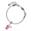 Silver Plated Hot Pink Glitter Cat - Silver Plated Twist Rope Bead Charm Dangle with Mini Year 2025 on a large hole bead bracelet Jewelry Ideas and Examples
