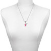 Silver Plated Hot Pink Glitter Cat - Silver Plated Twist Rope Bead Charm Dangle with Mini Year 2025 as a necklace pendant