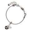 Silver Plated Soccer ball - Silver Plated Twist Rope Bead Charm Dangle with Mini Year 2025 on a large hole bead bracelet Jewelry Ideas and Examples